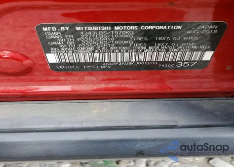 2019 Mitsubishi Outlander Sport Es из США, поврежденный, VIN JA4AP3AU8KU002233